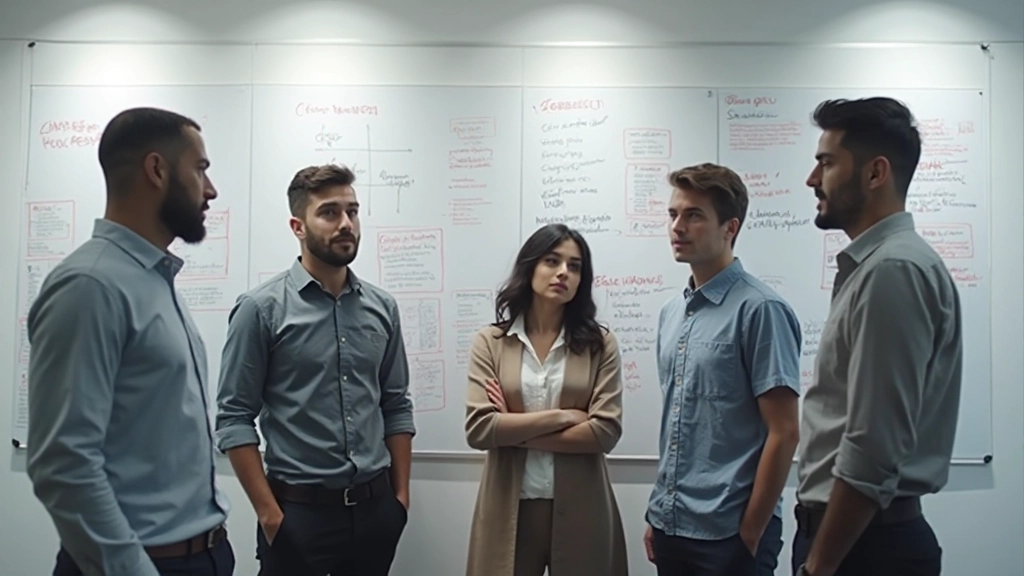 Команда UX-исследователей анализирует данные и создает персоны пользователей на стене офиса