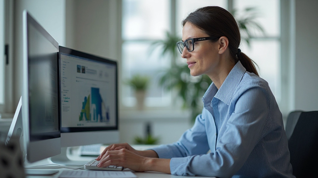 Профессиональный дизайнер тестирует веб-сайт с помощью программы чтения с экрана в современном офисе